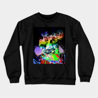 Rainbow Skull, Smoke Paint Ink, Black Crewneck Sweatshirt